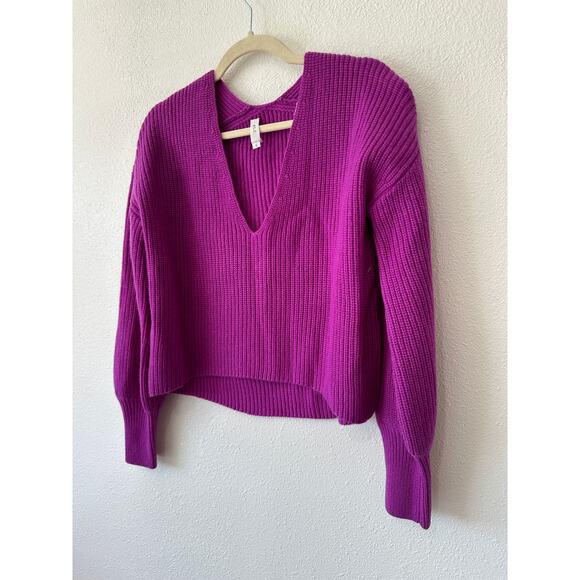 A.L.C. Violet Deep V-Neck Long Sleeve Boxy Crop Sweater XS - Picture 6 of 14